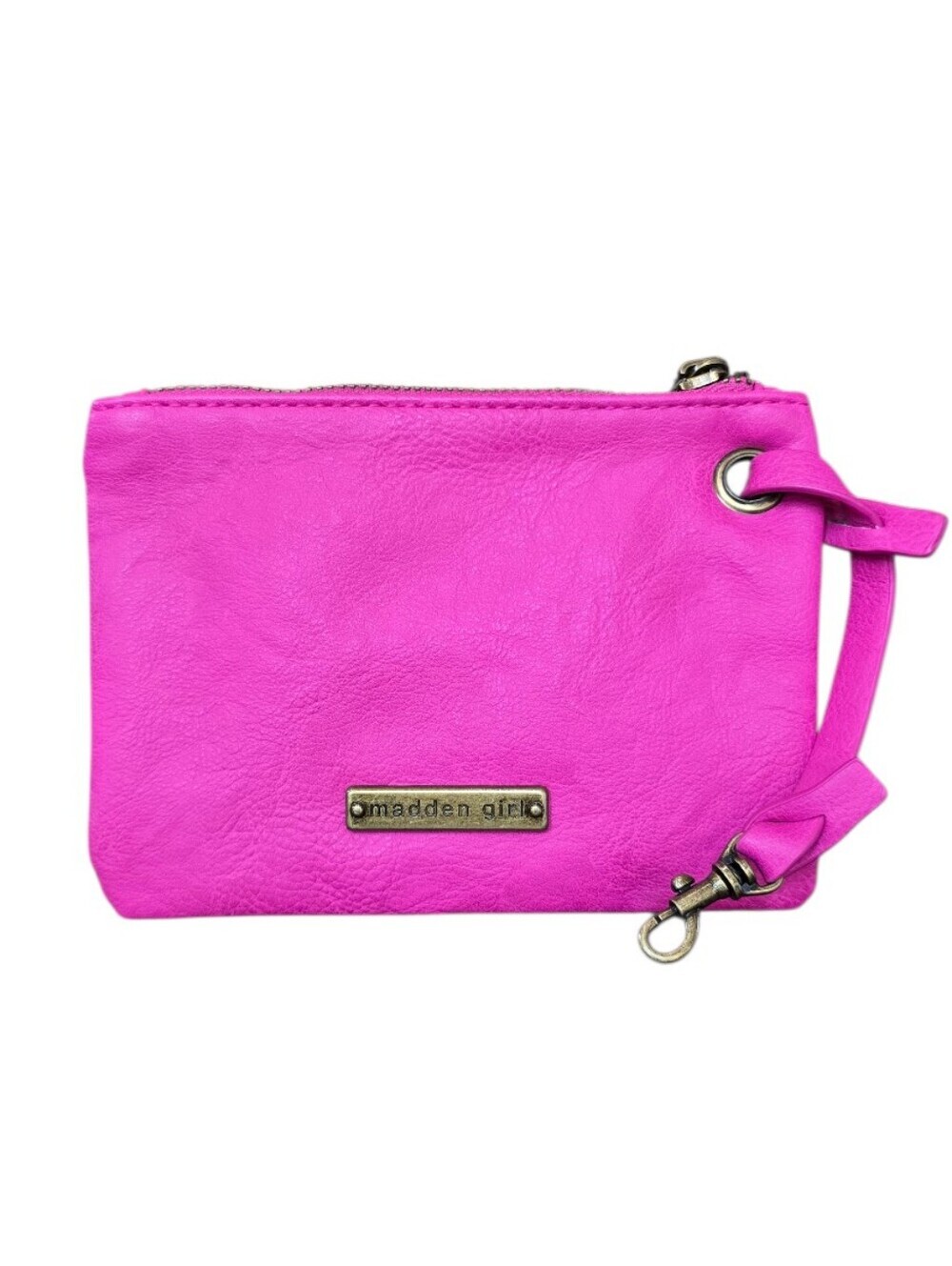 Madden Girl Fushia Pink Faux Leather Zip Wristlet